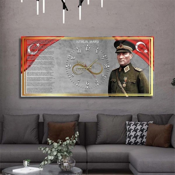 Tablo Saat İstiklal Marşı ve Atatürk